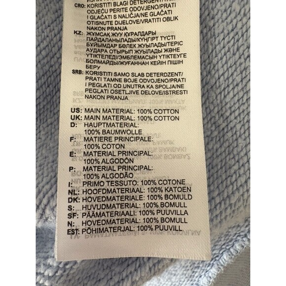 Adidas Cropped Hoodie Sweatshirt Women’s XL Lt Blue Trefoil Logo Black Velvet - Picture 8 of 14